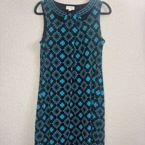 Magnolia Grace Sleeveless Black and Teal Dress Size Large